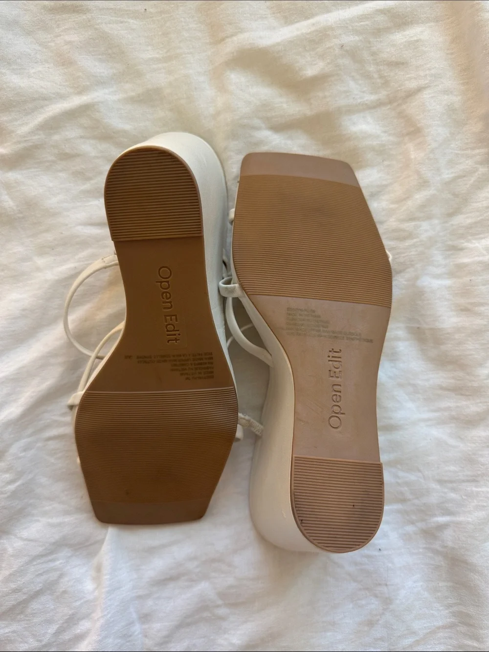 Open Edit White Strappy Wedge Sandals - Women's Size 7